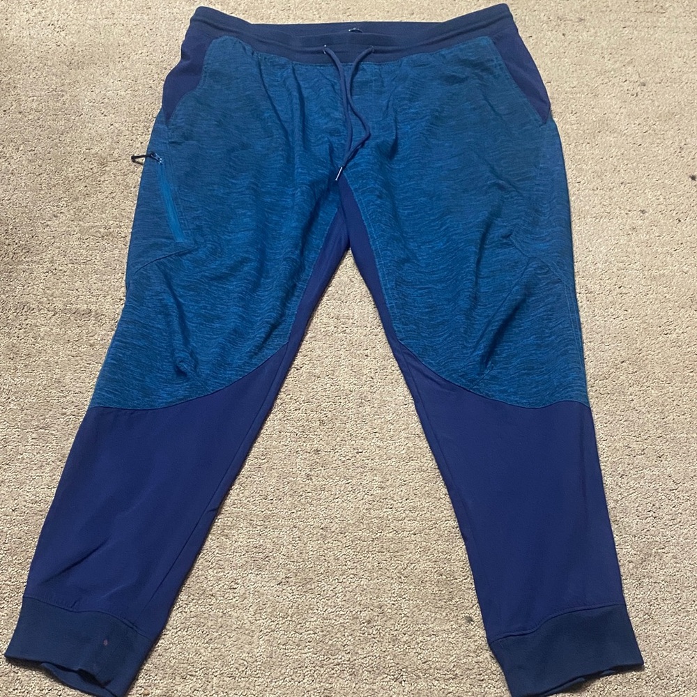 Men’s Lands' End Large Navy and Teal Stitch Jogger Pants Activewear Workout